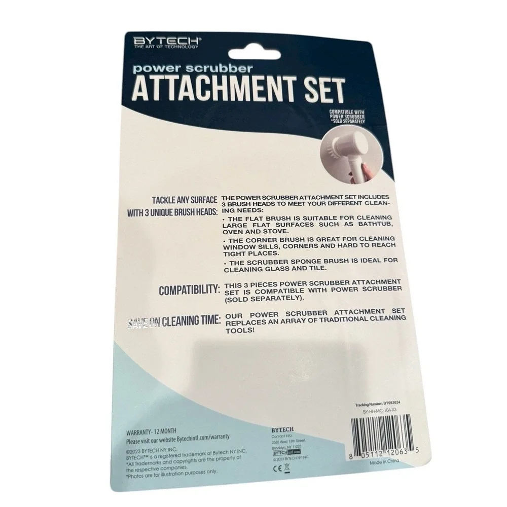Bytech Power Scrubber 3 Piece Attachment Set BY-HH-MC-104-X3 Sealed